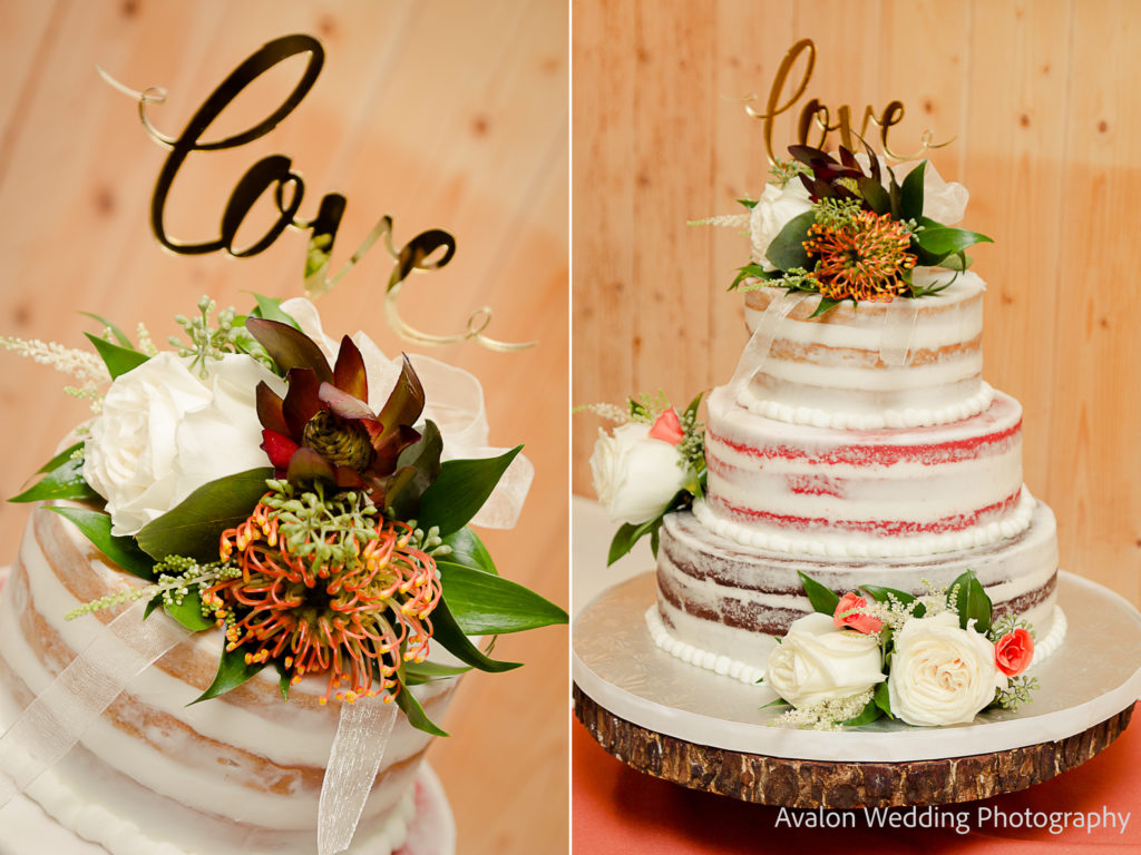 Picture of a wedding cake taken from 2 different angles