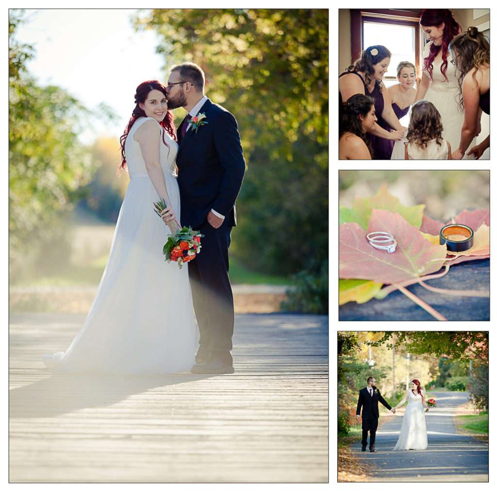 A collage of bride and groom photos