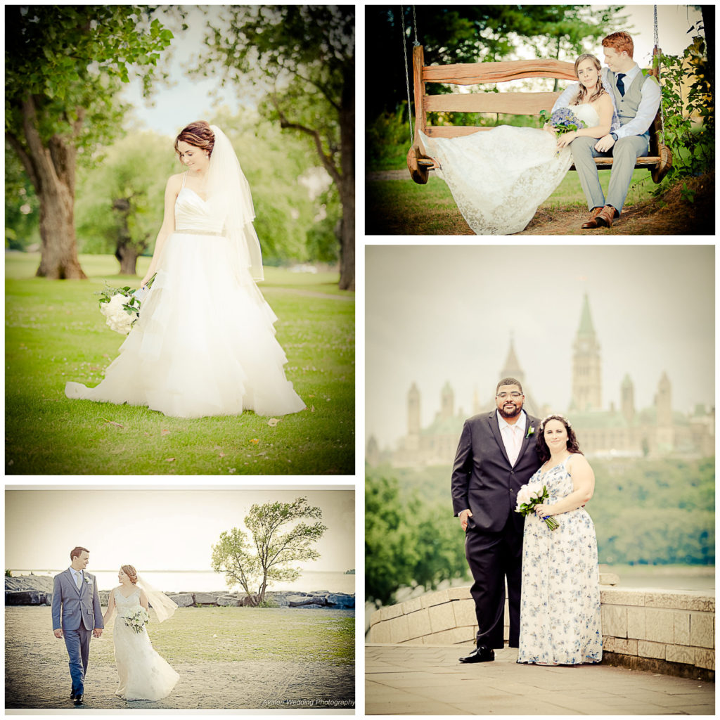 A collage of bride and groom photos